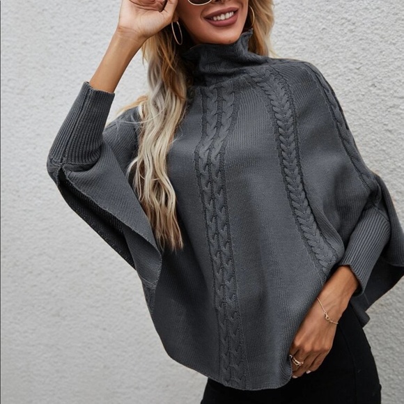 Boho cable knit sweater dark gray - Picture 3 of 16